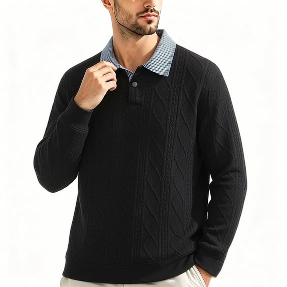 Admvng Men's Fake Two-piece Lapel Daily Casual Long Sleeve Spring Fall Shirt