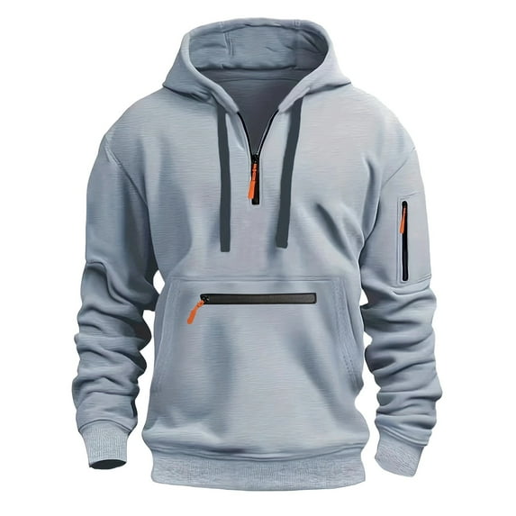 Admvng Men's Fashion Hoodies & Sweatshirts Casual Sports Pullover Solid Color Zipper Pocket Long Sleeve Hooded Sweatshirts Top,Sizes M-3XL