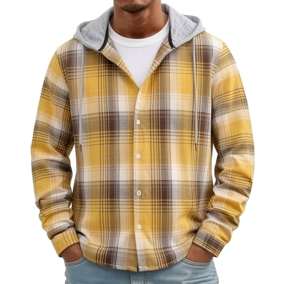 Admvng Men's Flannel Checkered Jacket Shirt Long Sleeve Casual Daily Sports Outerwear