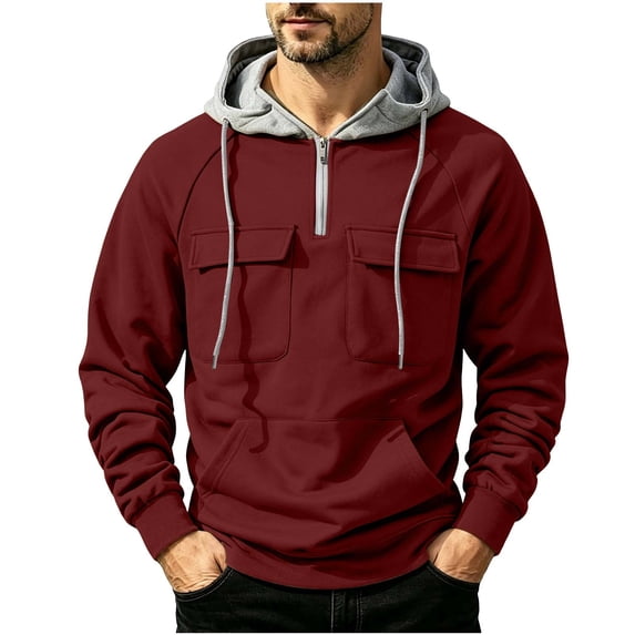 Admvng Men's Hoodies Sweatshirt Long Sleeve Fall Outfits Solid Casual Pullover Tops