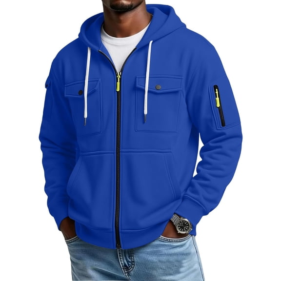 Admvng Men's Jacket Solid Color Long Sleeve Casual Daily Travel Hiking Outdoor Sports Sweatshirt Hoodie Coat