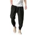 thumbnail image 1 of Admvng Men's Linen Pants Casual Big & Tall Breathable Full Length Trousers with Pockets, 1 of 9
