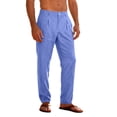 thumbnail image 1 of Admvng Men's Linen Pants Straight Leg Casual Long Pants with Pockets, 1 of 7