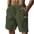 thumbnail image 1 of Admvng Men's Linen Shorts Drawstring Elastic Waist Casual Summer Beach Cotton Shorts with Pockets, 1 of 6