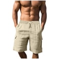 thumbnail image 1 of Admvng Men's Linen Shorts Plus Size Summer Casual Drawstring Elastic Waist Stretch Beach Wear, 1 of 7