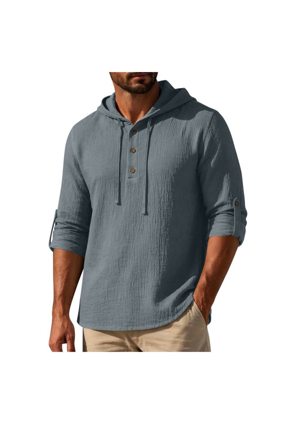 Men's Linen Sweatshirt Long Sleeve Regular Relaxed Casual Pullover Top