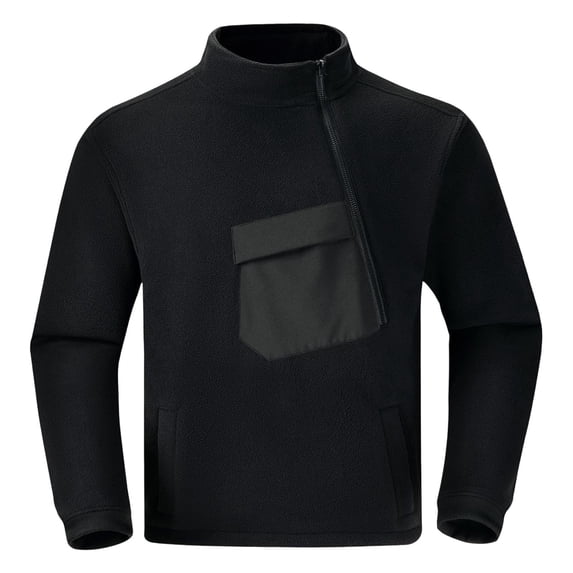 Admvng Men's Long Sleeve Shirt Stand Collar Round Neck Casual Warm Pullover Tops