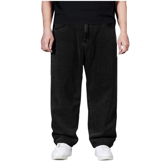 Admvng Men's Loose Wide Leg Jeans Classic Denim Straight Leg Casual Streetwear Pants with Pockets