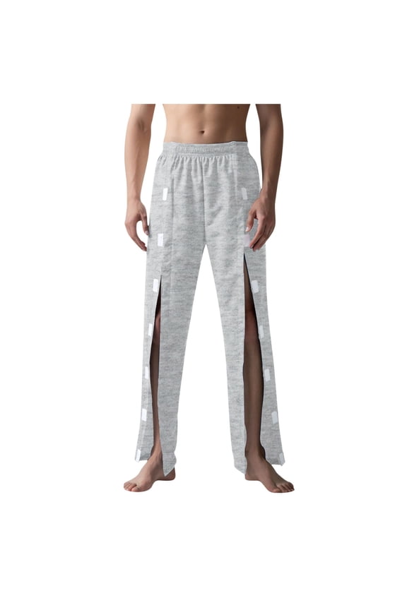 Men's Post Surgery Pants, Elastic Waist Full Open Side Pants