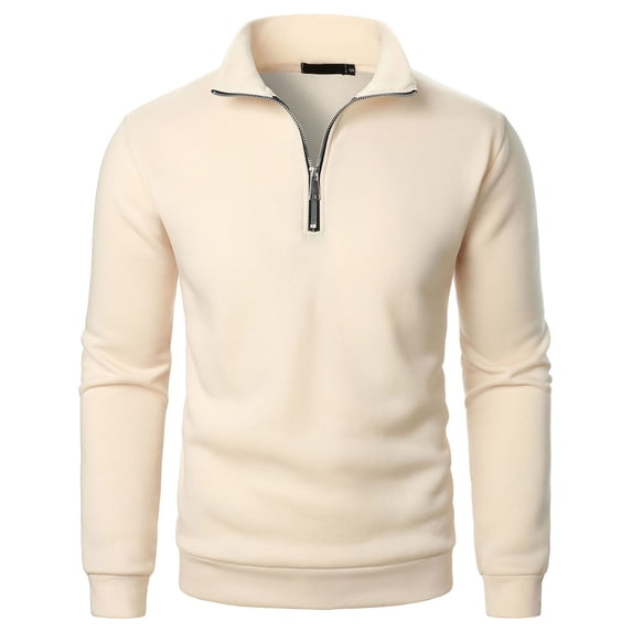 Admvng Men's Pullover Sweatshirt Stand Collar Half Zip Solid Soft Long Sleeve Casual Business Layering Tops