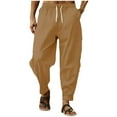 thumbnail image 1 of Admvng Men's Ribbed Harem Pants Elastic Drawstring Waist Casual Jogger Trousers for Summer, 1 of 4