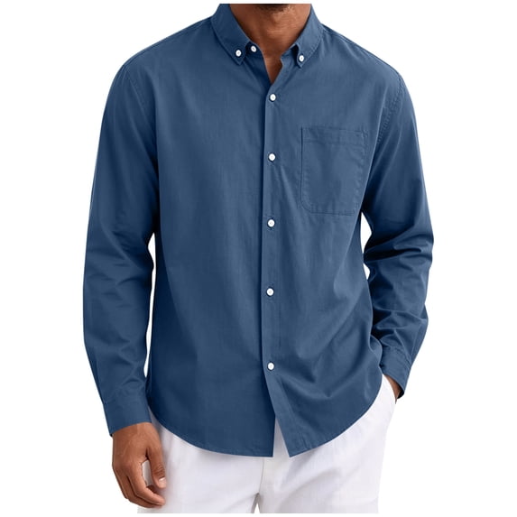 Admvng Men's Shirt Casual Solid Long Sleeve Business Button Down Shirts