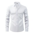 thumbnail image 1 of Admvng Men's Solid Long Sleeve Dress Shirt Collar Stretch Business formal Button Down Shirts, 1 of 8
