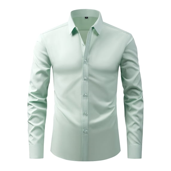 Admvng Men's Solid Long Sleeve Dress Shirt Collar Stretch Business formal Button Down Shirts