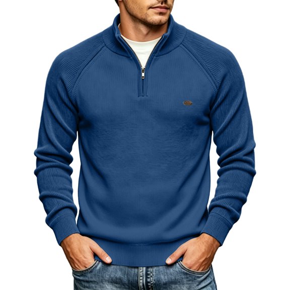 Admvng Men's Sweater Half-Zip Stand Collar Long Sleeve Casual Fall Winter Pullover Sweater