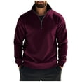 thumbnail image 1 of Admvng Men's Sweatshirt Half Zip Pullover Stand Collar Long Sleeve Solid Casual Winter Sweater Top, 1 of 9