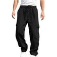 thumbnail image 1 of Admvng Men's Wide Leg Cargo Pants Soft Trousers with Pockets, 1 of 9
