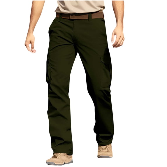 Admvng Mens Big & Tall Pants Solid Office Casual Trousers Outdoors with Pockets