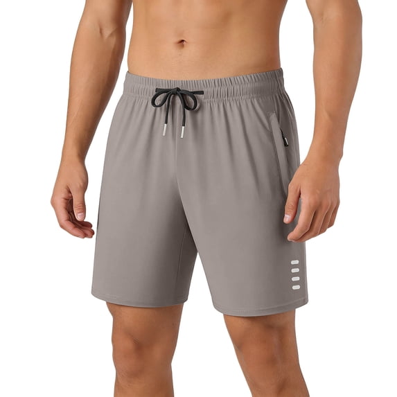 Admvng Mens Big & Tall Shorts Elastic Waist Athletic Gym Casual Shorts with Zipper Pockets