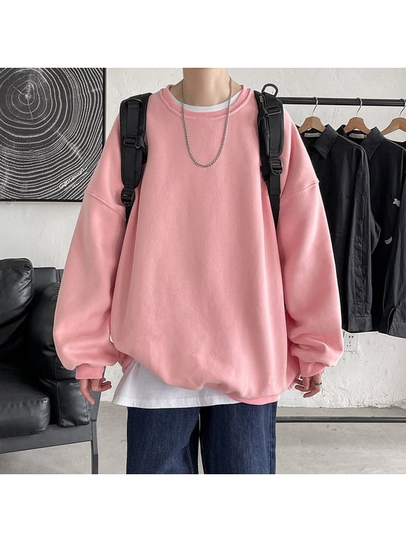 Mens Big & Tall Tops Solid Long Sleeve Shirts Casual Everyday Trendy Pullover Daily Tops