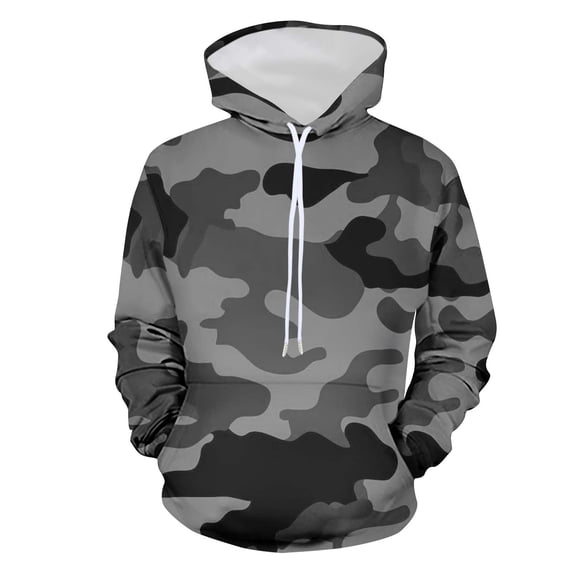 Admvng Mens Camo Print Hoodie Sweatshirt Drawstring Hood Soft Kangaroo Pocket Sports Pullover Hooded Top
