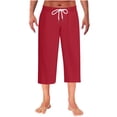 thumbnail image 1 of Admvng Mens Capri Pants Solid Casual Straight Leg Elastic Waist Drawstring Outdoor Home Sleepwear with Pocket, 1 of 7