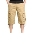 thumbnail image 1 of Admvng Mens Cargo Capris Stretch Summer Solid Zipper Pockets Casual Cropped Pants, 1 of 5