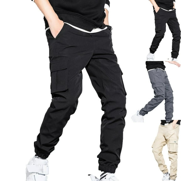 Admvng Mens Cargo Joggers Pants Big & Tall Elastic Waist Drawstring Tapered Baggy Sweatpants Outdoor Hiking Jogging Pants for Men M-5XL