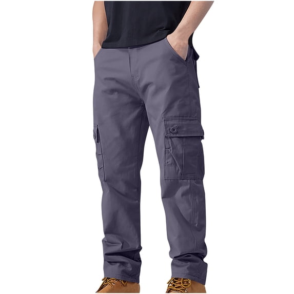 Admvng Mens Cargo Pants Solid Lightweight Casual Work Sports Trousers