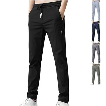 Admvng Mens Casual Pants Elastic Waist Pants for Seniors High Stretch Expandable with Pockets M-5XL