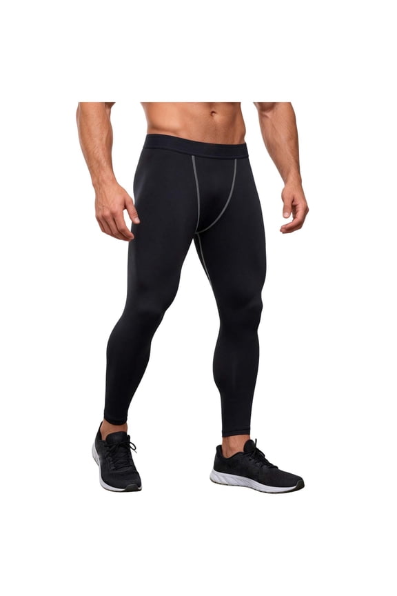 Mens Compression Running Tights High Waist Athletic Gym Workout Leggings