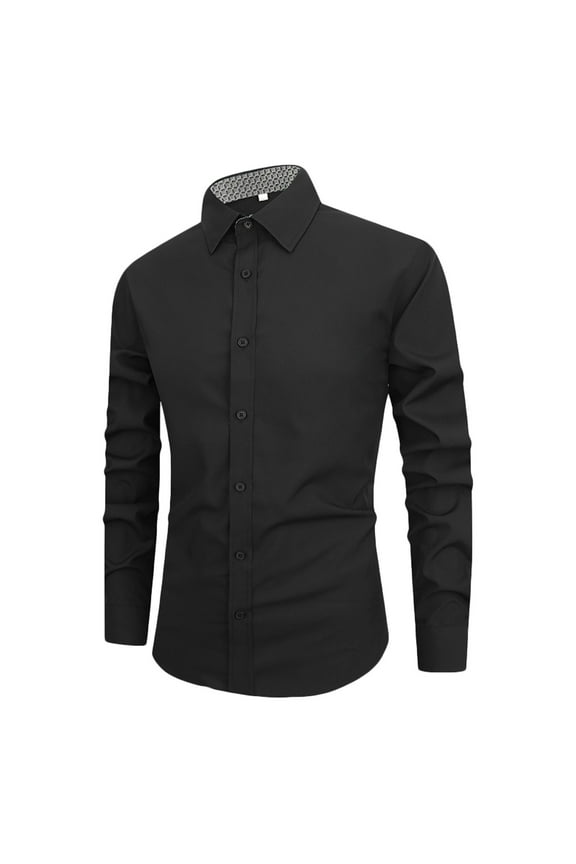 Admvng Mens Dress Shirts Casual Solid Button Long Sleeve Turn-down Collar Blouse Shirt,Sizes S-4XL