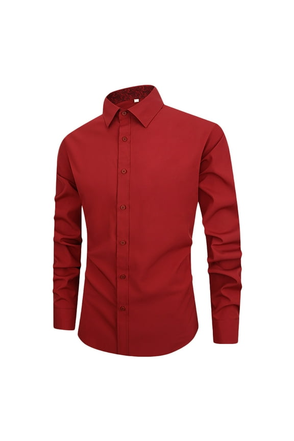 Admvng Mens Dress Shirts Casual Solid Button Long Sleeve Turn-down Collar Blouse Shirt,Sizes S-4XL