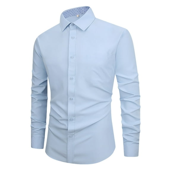 Admvng Mens Dress Shirts Casual Solid Button Long Sleeve Turn-down Collar Blouse Shirt,Sizes S-4XL