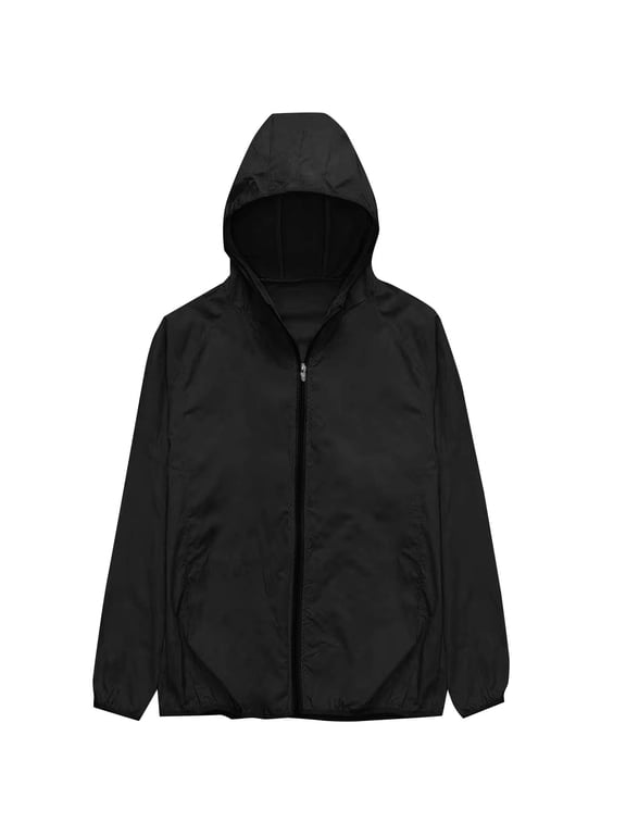 Mens Hooded Jacket Long Sleeve Lightweight Casual Hiking Outerwear Outdoor Travel Coat