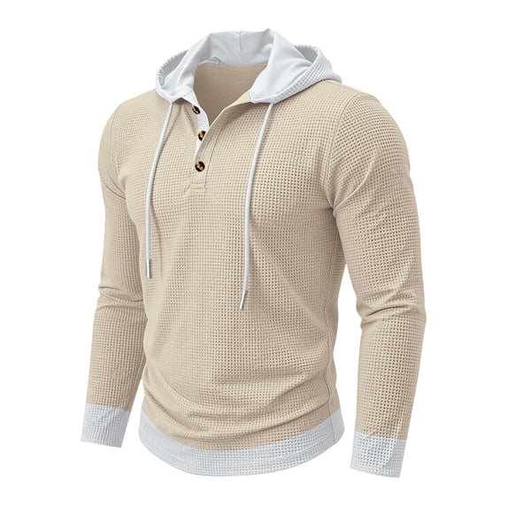 Admvng Mens Hooded Shirt Drawstring Hood Long Sleeve Casual Hoodie
