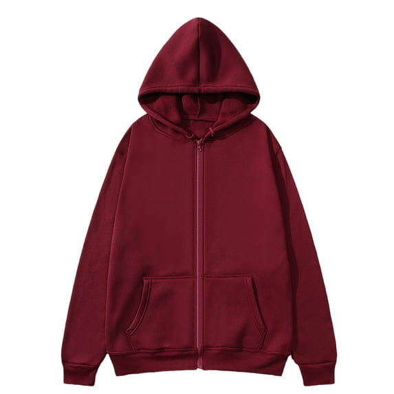 Admvng Mens Hoodie Full Zip Solid Drawstring Hood Soft Layering Sweatshirt Jacket