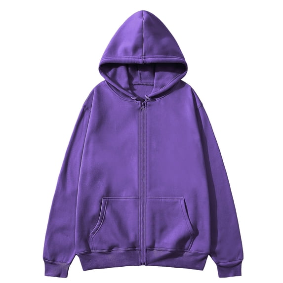 Admvng Mens Hoodie Full Zip Solid Drawstring Hood Soft Layering Sweatshirt Jacket