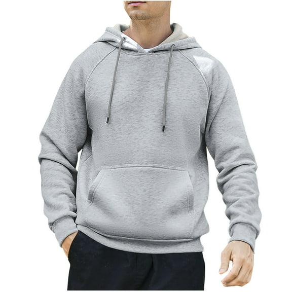 Admvng Mens Hoodie Leisure Hooded Sweatshirt Solid Color Shoulder Sleeves Long Sleeved, Size M-2XL