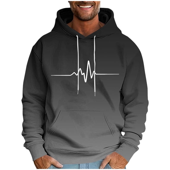 Admvng Mens Hoodie Print Leisure Draw Rope Hooded Sweatshirt, Size M-4XL