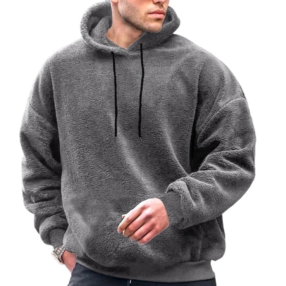 Admvng Mens Hoodie Sweatshirt Drawstring Long Sleeve Breathable Solid Casual Pullover Tops