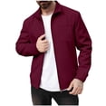 thumbnail image 1 of Admvng Mens Jacket Lapel Solid Color Casual Long Sleeve Zipper Pocket Outerwear Business Daily Coat, 1 of 3