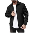 thumbnail image 1 of Admvng Mens Jacket Lapel Solid Color Casual Long Sleeve Zipper Pocket Outerwear Business Daily Coat, 1 of 3
