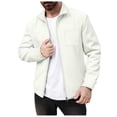 thumbnail image 1 of Admvng Mens Jacket Lapel Solid Color Casual Long Sleeve Zipper Pocket Outerwear Business Daily Coat, 1 of 3