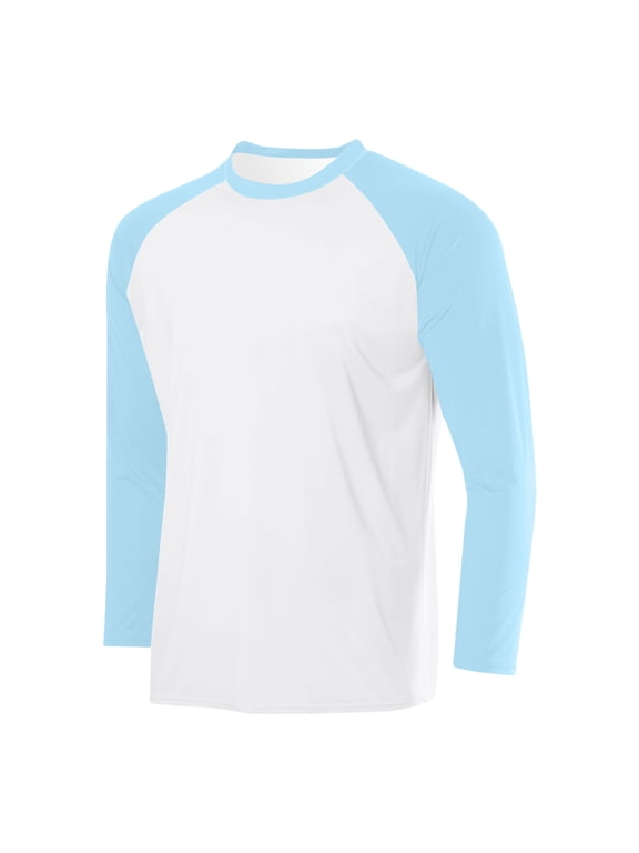Mens Long Sleeve Baseball T-Shirt Crew Neck Casual Sports Pullover Tops