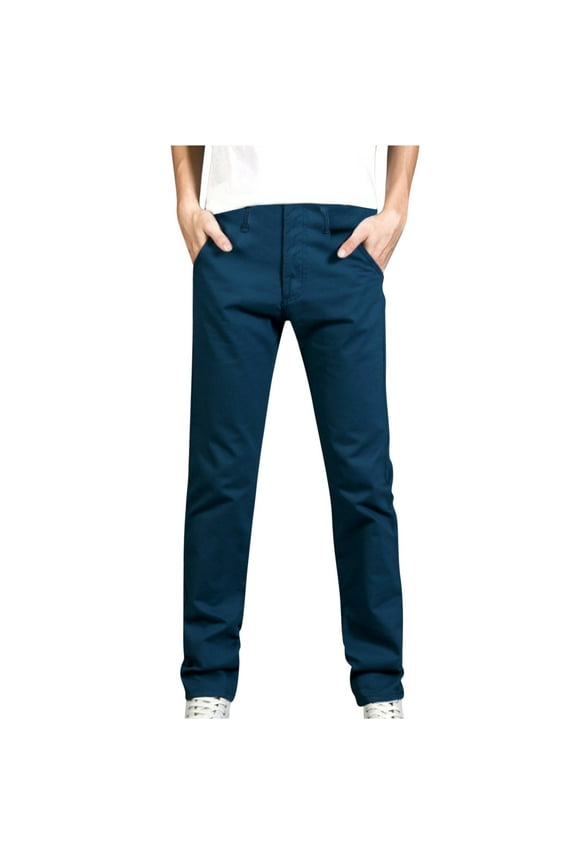 Mens Pants Fashion Trend Elastic Slim Tie Elastic Small Straight Leg M-3XL