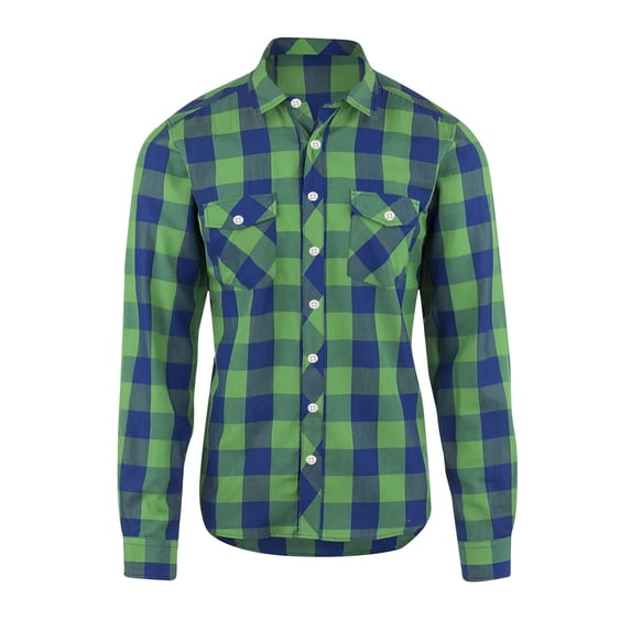 Admvng Mens Plaid Long Sleeve Shirt Button Down Chest Pockets Soft Fall Casual Shirts