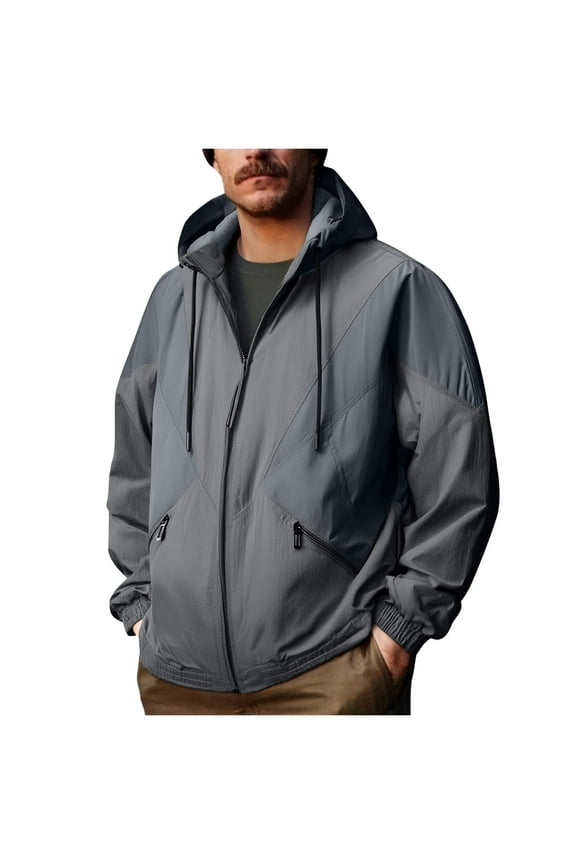 Admvng Mens Rain Jacket Plus Raincoat Windbreaker Running Waterproof Lightweight HoodedTravel Hiking Cycling, Size M-5XL