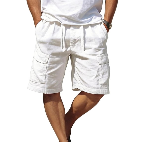 Admvng Mens Relaxed-Fit Drawstring Elastic Waist Walk Shorts Summer Casual Shorts with Pockets