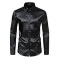 thumbnail image 1 of Admvng Mens Satin Dress Shirt Long Sleeve Collar Silk Button Down Shirt, 1 of 9